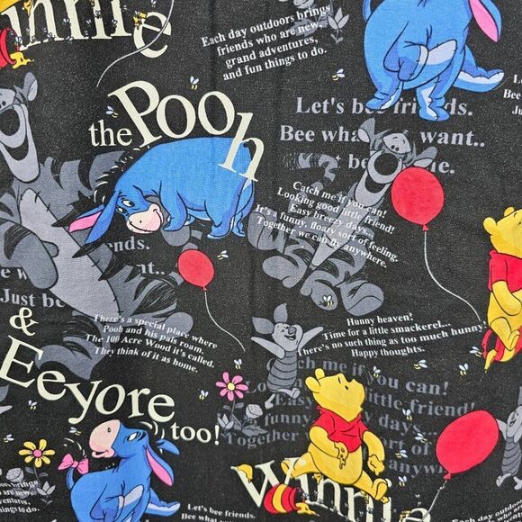Disney Women's Large Winnie the Pooh Eeyore Black 3 Pocket Scrub Top Colorful - Picture 4 of 10